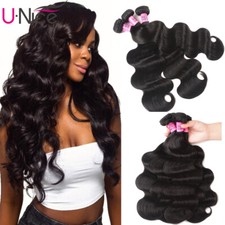 UNice Hair 1-3 Bundles Brazilian Body Wave Virgin Human Hair Extensions Wefts US