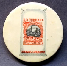 ca. 1910  R.D. HUBBARD SUPERLATIVE FLOUR Mankato MINN. celluloid pocket mirror *