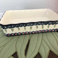 Olive & Thyme Blue Peacock Rectangle Casserole Baking Dish Au Gratin Baker Mint