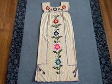 Vintage 60's Embroidered Floral Design, Multi-Colored Kaftan Pull-over Dress