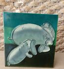 Ceramic Manatee Tile Standing Base Tropical Coastal Beacy Decor