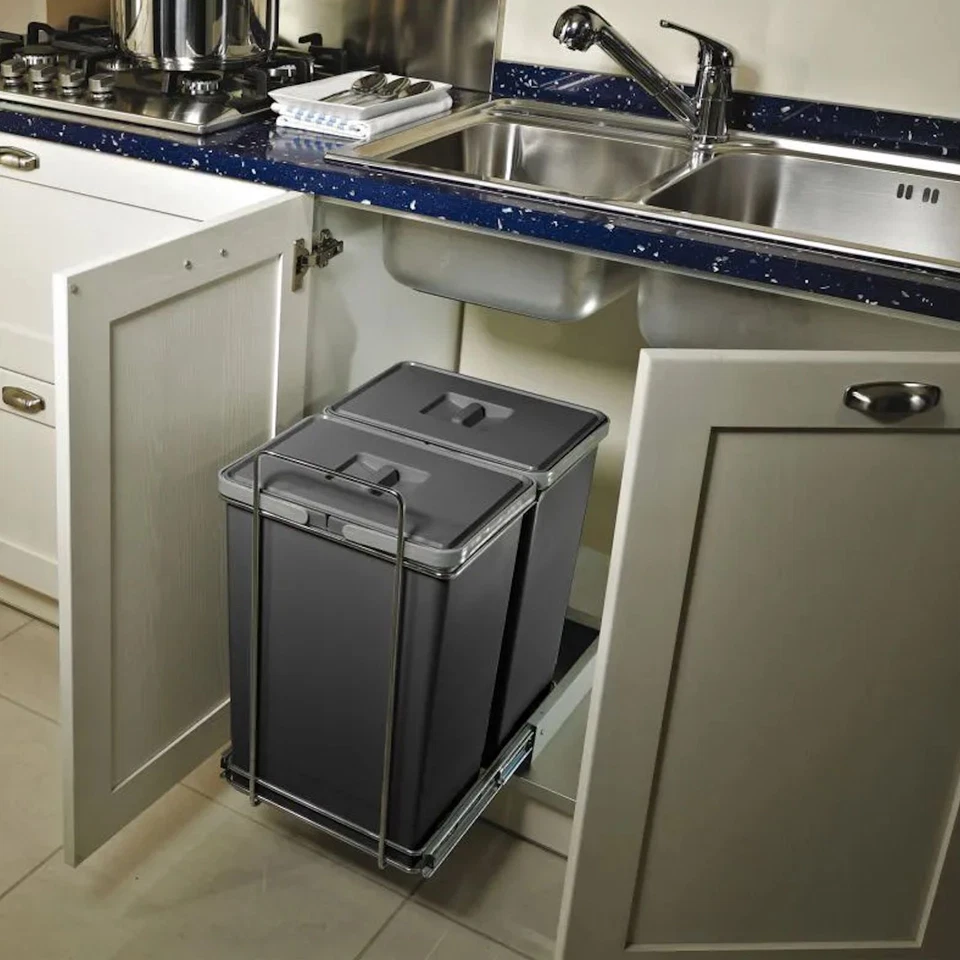 Abfallsammler GROUND Abfalltrennsystem ausziehbar Müllauszug für Bodenmontage - Bild 2 von 4