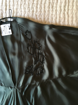 NWT ZARA WOMAN'S EMBROIDERED TUNIC DRESS EMERALD GREEN SIZE M 2731/241 |  eBay