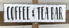 Farmhouse Sign COFFEE TEA BAR Kitchen Family 3.5x12 rustic wood sign