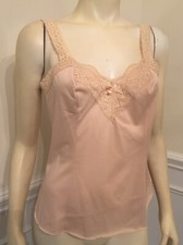 Unbrand CAMISOLE WN SZ 32-34 BEIGE VINTAGE NYLON BEIGE WIDE LACE Stretch Straps