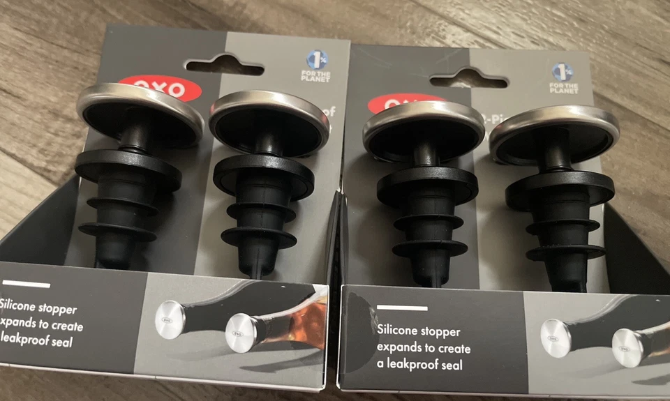 NUEVO (2) OXO Softworks 2 piezas tapones de silicona a prueba de derrames para botellas de vino Foto 2 de 4