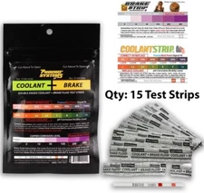 15 Double Ended Brake Fluid and Coolant Test Strips for Automotive Safety