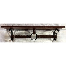 Vintage Western Brown Wall Mounted Shelf Metal Belt Cowboy Cowgirl Rustic