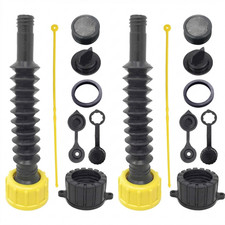 FLEXIBLE REPLACEMENT GAS SPOUT WITH 2 SCREW COLLAR CAPS - FITS Pack of 2