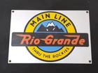 Vintage ANDE ROONEY Porcelain Sign - RIO GRANDE "MAIN LINE Through The Rockies"