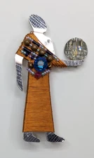 Vintage Liztech 1990 Copper Wire Wrap Egyptian Light Bearer Brooch Pin 3"