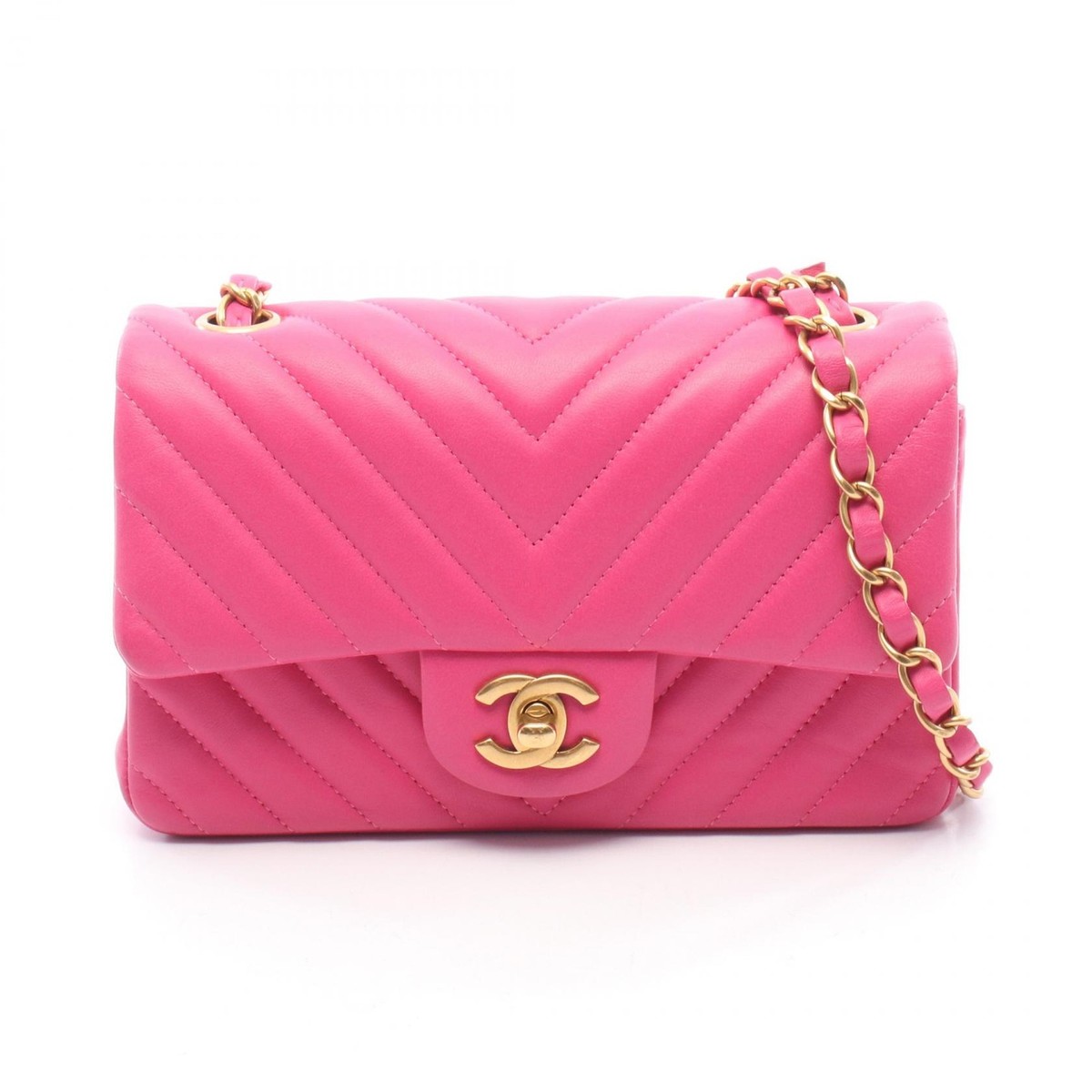 CHANEL Chevron V-stitch Mini 20 chain crossbody Shoulder Bag