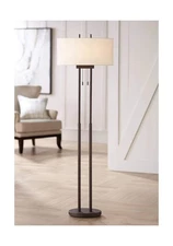 Franklin Iron Works Roscoe Modern Standing Floor Lamp 62" Tall Oil Rubbed Bro...