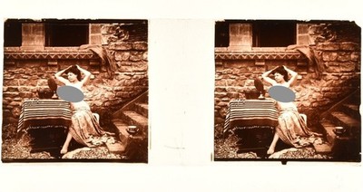 Stereoansicht auf Glas, Szene im Atrium 28, Jules Richard