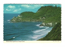 Heceta head lighthouse Oregon coast vintage postcard unposted