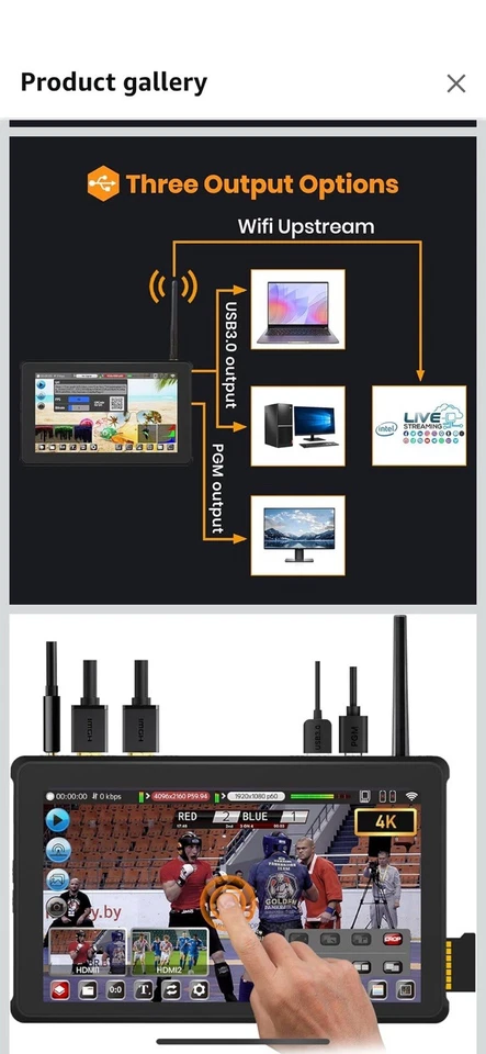 TARION Video Mixer Switcher for Streaming: 4-in-1 5.5 Touch Screen HDMI Input - image 2 of 4