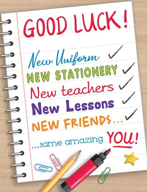 Good Luck In New School Card, Checklist Desgin. 19x13cm