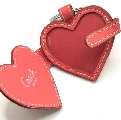 Coach Signature Leather Heart Photo Frame Y2K Key chain Fob 92900