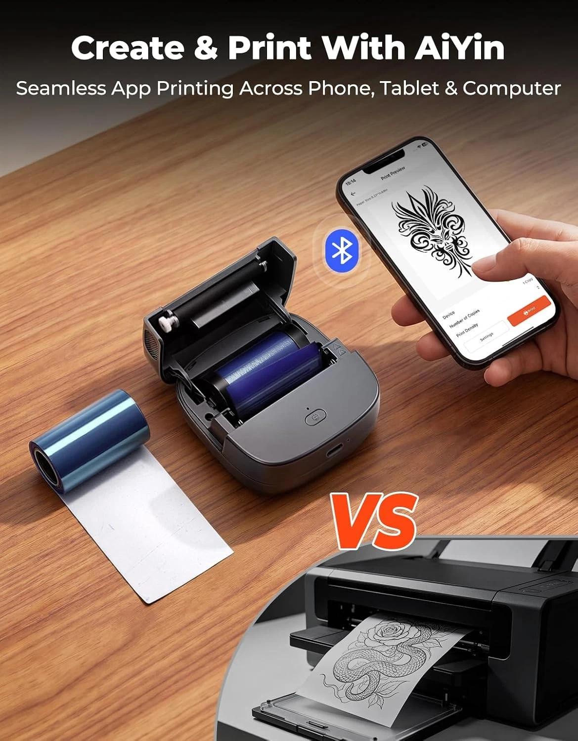 MUNBYN 2-Inch Mini Portable Thermal Tattoo Stencil Printer - product detail image 5