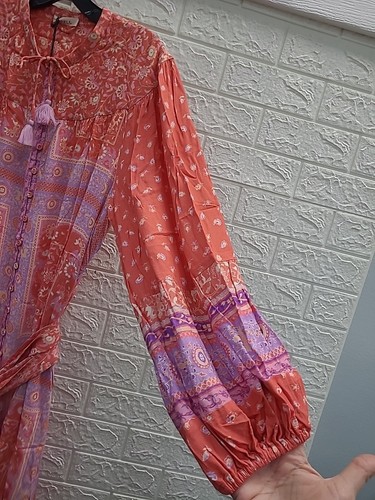 Neu Spell Langarm Knopfleiste Sonnenschein Bandit Maxikleid Cayenne Größe Large - Bild 3 von 8