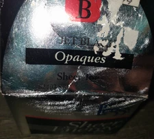 LEGGS SHEER ENERGY OPAQUES JET BLACK SHEER TOE SIZE B PANTYHOSE NEW NIB