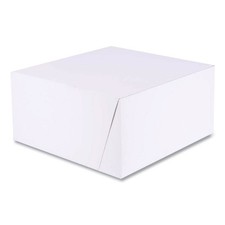 SCT 1576 10" x 10" x 5" Paper Non-Window Bakery Boxes - White/Brown 100/BD New