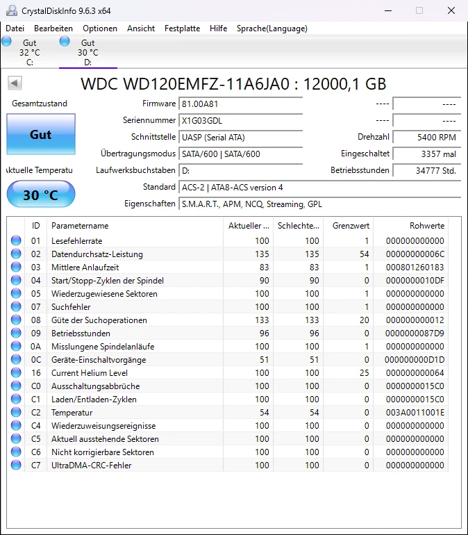 Western Digital 12TB WD120EMFZ-11A6JA0 P/N 2W10513 SATA Festplatte HDD INTERN - Bild 4 von 4