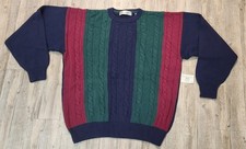 Mens Vintage John Ashford 100 Cotton Knit Cosby Sweater Pullover XL Relaxed Fit