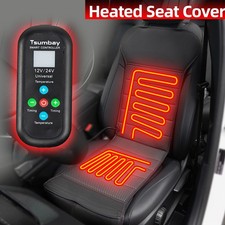 Leather Car Heated Seat Cover Cushion Warmer Pad 12-24v Heater Winter Warming