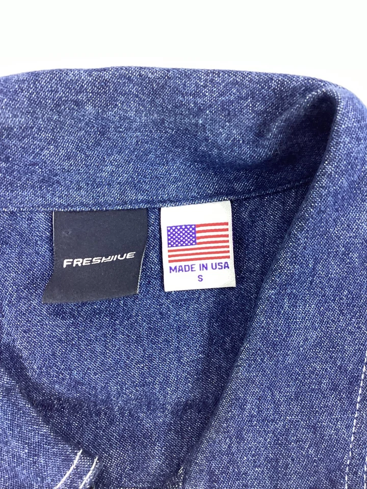 Vintage Freshjive Denim Shirt Zipper Rave Hip Hop Grunge USA 80s 90s Fresh Jive - Image 3 of 4