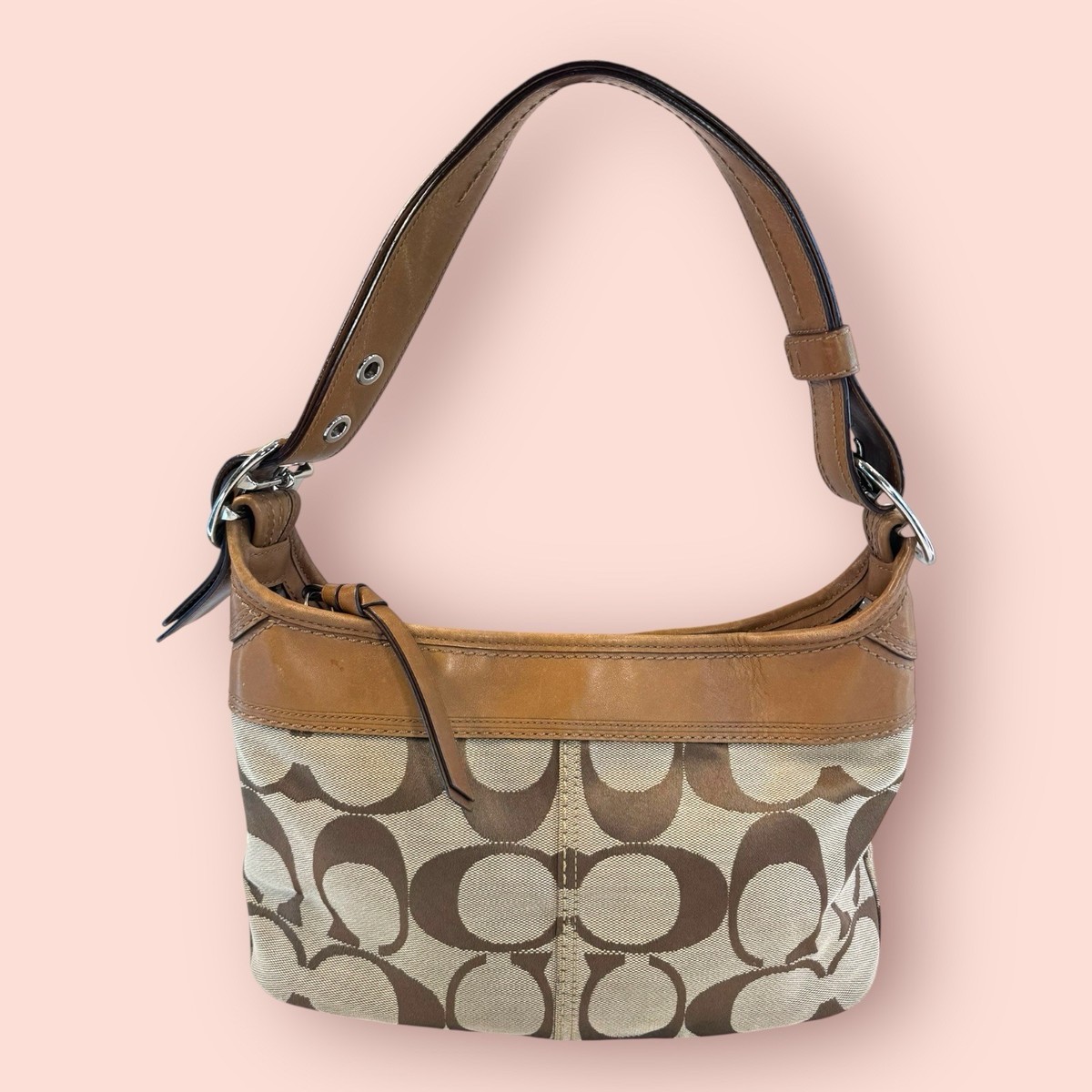 COACH Y2K Vintage Jacquard Logo Leather Medium Convertible