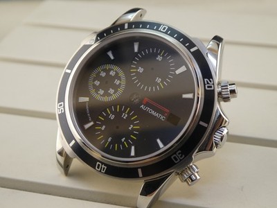 NOS Case/Gehäuse Valjoux 7750Chronograph Stahl Diver 20ATM mit Dial 30mm Saphire