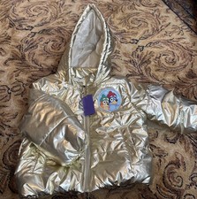 Bluey Gold Puffer Jacket Coat Zipper Closure Baby 12 Months NWT