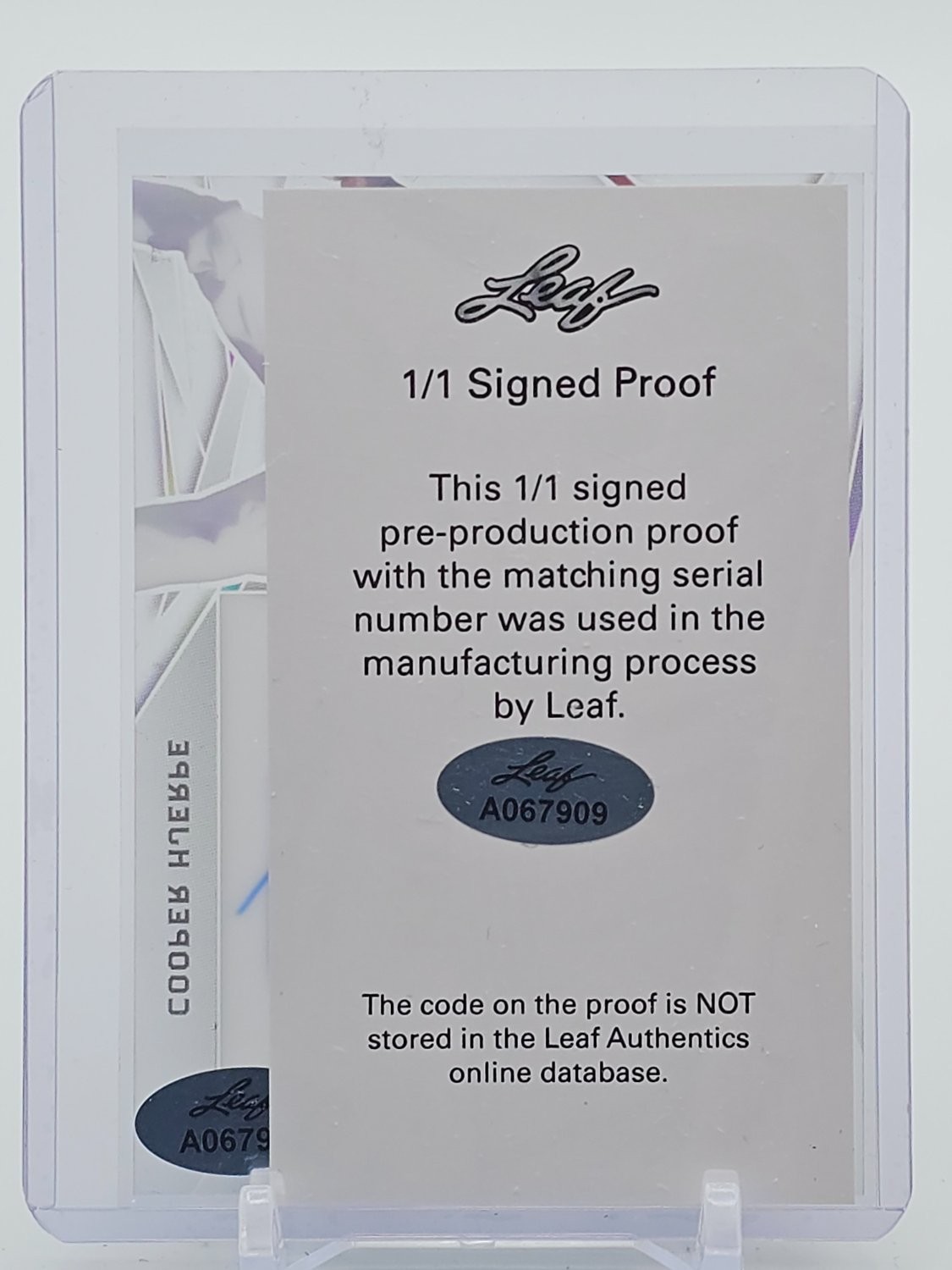 COOPER HJERPE LEAF METAL THRILLERZ BASEBALL 1/1 SIGNED PROOF AUTO 1/1 Q3403 view 2
