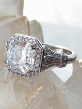 Vintage Solid Sterling Silver Sparkling Gemstones Ring Size 6 - 5.5 Grams Signed