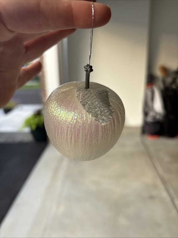 Vintage Iridescent Apple Christmas Ornament 1980s Metallic Fruit Holiday