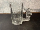 Coca-Cola Glass Christmas Beer Tankard Stein w/ Santa Claus Handle Vintage 1997
