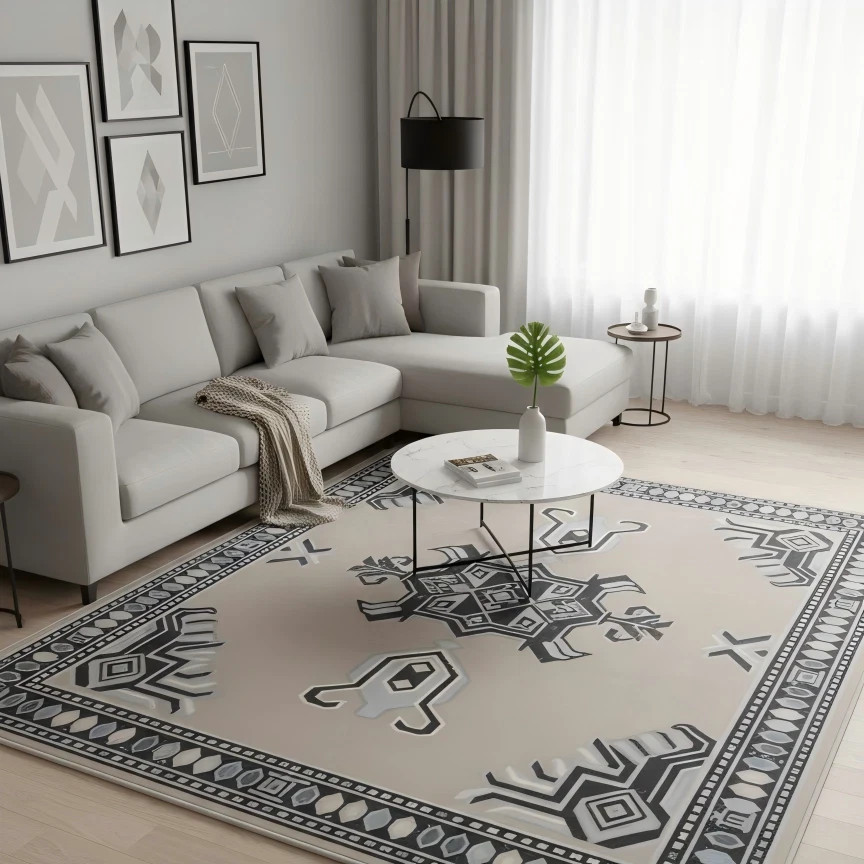 Vintage Design Washable Rugs Non Slip For Bedroom Living Room Modern Rug Carpet