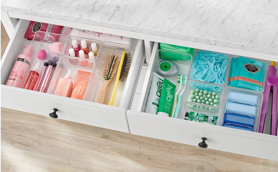 Модульная система хранения The Home Edit из 10 предметов для ванной прозрачная пластиковая - Изображение 3 из 4