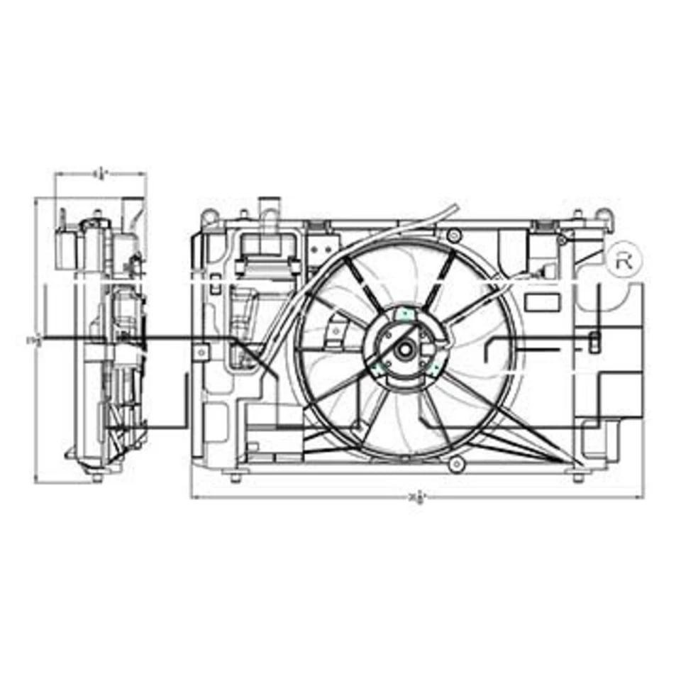 Conjunto duplo de ventilador de refrigeração de radiador e condensador para Toyota Prius C 12-19 - Imagem 4 de 4