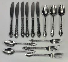 14 Piece Rogers MELODY Stainless Flatware Korea Dinner Forks Knives Spoons
