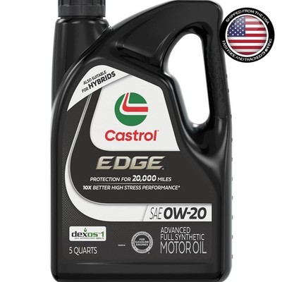 EDGE 0W-20 Full Synthetic Motor Oil - 5 Quarts for Peak Engine Performance