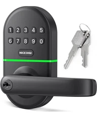 Smart Keypad Door Lock with Handle: NICE DIGI Keyless Entry Digital Black 