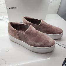 Vince Warren Platform Sneaker Women's 6.5M Hydrangea Suede Slip On Comfort Shoe