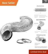 Durable 4in x 5ft Aluminum Foil Dryer Vent Hose for Efficient HVAC Ventilation