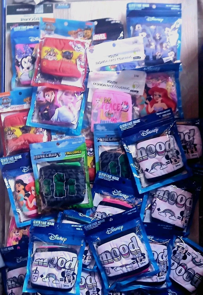 Lot of 33 Brand New Disney And More, Cloth Face Covers For Youth - Image 4 of 4