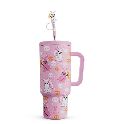 Meoky 40oz Bicchiere Manico con Carino Tappo di Paglia Halloween Tazza in Acciaio Inox - Foto 13 di 17