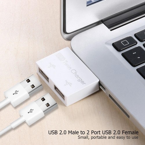 USB 2.0-Stecker auf Doppel-Buchse, Dual-2-Port-USB-DC-5-V-Adapter-Konverter - Bild 6 von 10