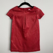 GAP Kids Girls Dress Size 6-7 Red Jacquard Holiday EUC