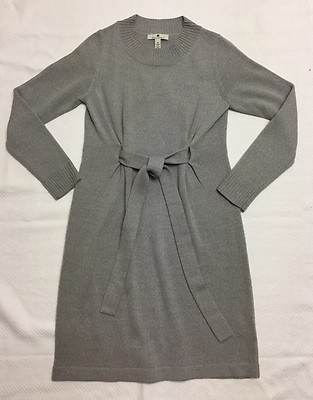 banana republic grey sweater dress Banana Republic Soft Grey Sweater Dress With Front Tie Detail Sz M LKNW